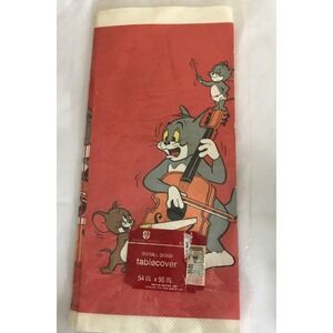 Vintage 1986 Tom & Jerry Overall Design Table Cover American Greetings 54x96"